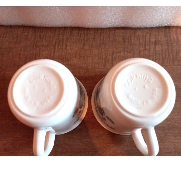 Lot of 2 CorningWare Blue Hearts Coffee Mugs Sloping Side Coffee Cups - Picture 4 of 4